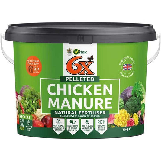 Vitax 6x Pelleted Chicken Manure 7Kg Tub