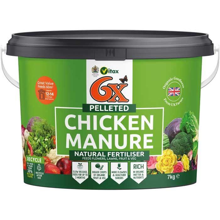 Vitax 6x Pelleted Chicken Manure 7Kg Tub